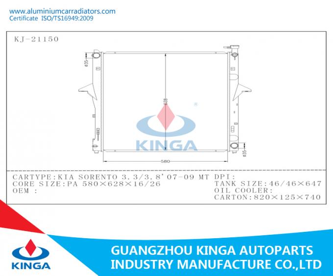 All Aluminum Hyundai Radiators Kia Sorento 3.3 / 3.8 ' 07-09 Tubular Auto Radiator