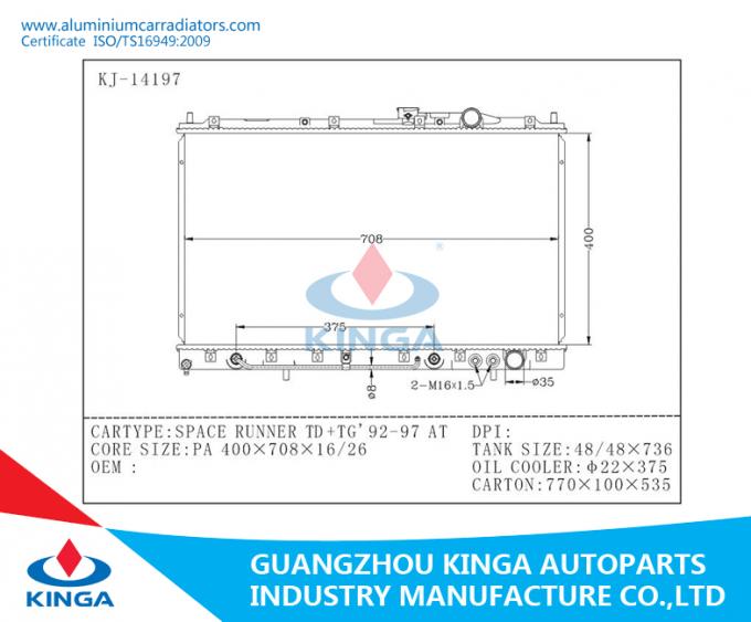 TD+TG / 92-97 AT Plate Aluminum Radiator Mitsubishi Space Runner