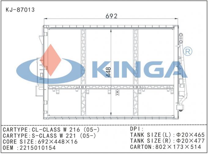 Aluminum Car Radiators / Auto AC Condenser Cooling System Benz Cl-Class OEM 2215010154