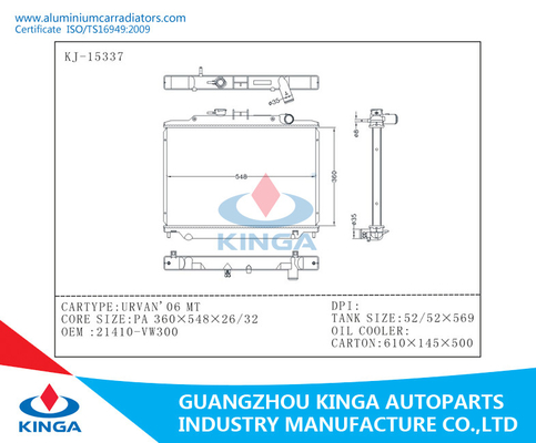 China Automotive Cooling System Aluminum Radiator For Nissan Urvan 2006 MT supplier