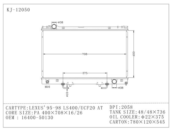 Lexus Ls400 Radiator Aluminum Auto Radiator For Lexus 1995 , 1998 LS400 / ucf20 AT OEM 16400 ...