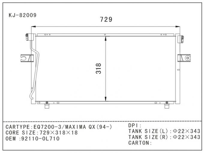 92110-0L710 , Nissan Condenser For EQ7200-3 / MAXIMA QX (1994-) , Auto ...