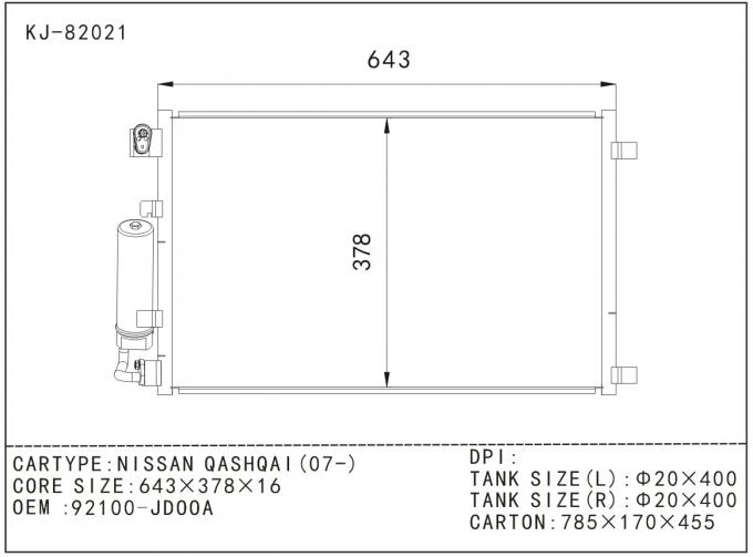 Nissan air ac conditioning condenser Of QASHQAI 2007 OEM 92100JD00A