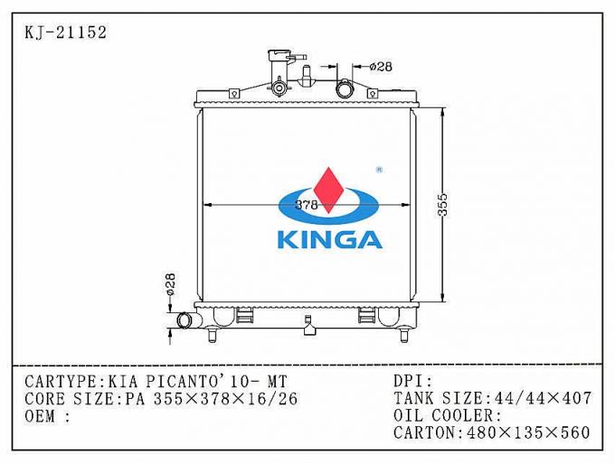 2010 Efficient Cooling Hyundai Radiator Replacement KIA PICANTO MT OEM