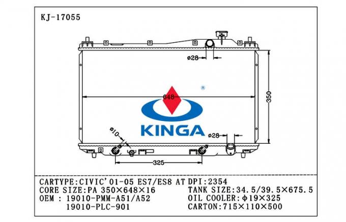 01 - 05 Honda Aluminum Radiators CIVIC ES7 / ES8 OEM 19010 - PLC - 901 ...
