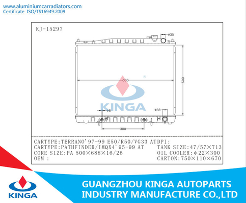 Nissan Aluminum Auto Radiator TERRAND'97-99 E50 R50 YG33 PATHFINDER IMQX4'95-99 supplier