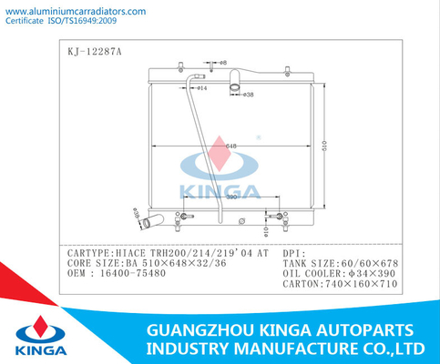 2004 All Aluminum Toyota Radiator for HIACE TRH200 214 219 AT OEM 16400 - 75480 supplier