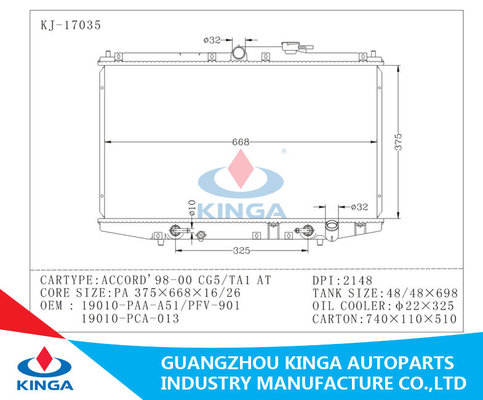 ACCORD ' 98-00 CG5 / TA1 Honda Custom Aluminum Radiator OEM 19010 - PCA - 013 supplier