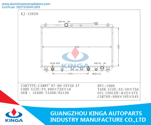 1997 1998 1999 2000 Toyota Camry SXV20 Radiator OEM 16400 - 7A300 16400 - 03150 supplier