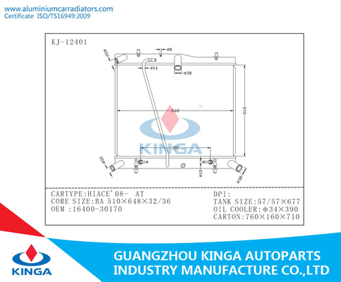 2008 Toyota Radiator HIACE OEM 16400-30170 BA26 / AT All Aluminum supplier