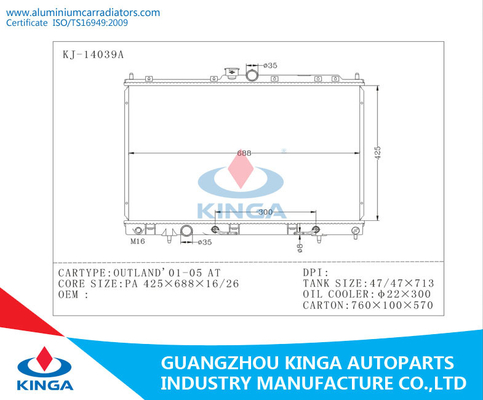 2001 - 2005 Mitsubishi Outlander Radiator OEM MR993927 PA16 / AT Aluminum supplier