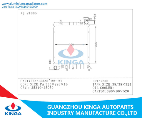 MT 2000 - 2004 Hyundai Radiator  Engine Cooling ACCENT'00-04 supplier