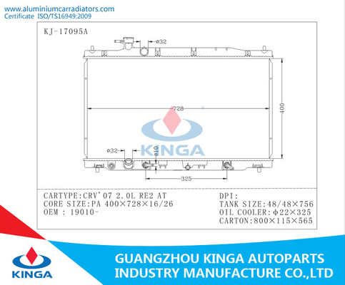 Plastic Tank Car Honda Aluminum Radiator CRV ' 07 2.0L RE2 AT OEM 19010 - supplier