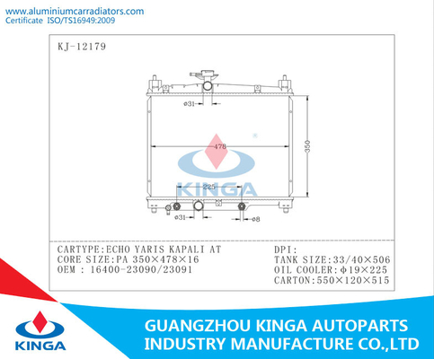 OEM 16400-23090 / 16400-23091 Toyota Radiator for ECHO YARIS KAPALI AT supplier