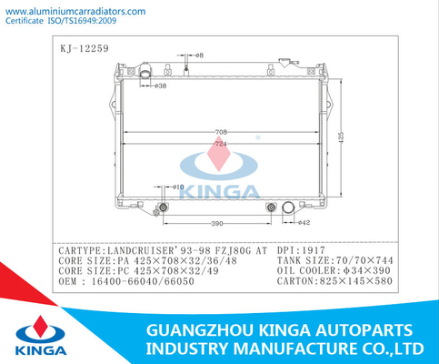 1993-1998 Toyota Radiator Land Cruiser FZJ80G OEM 16400-66040 / 16400-66050 supplier