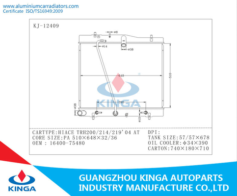 2004 Toyota Car Radiator HIACE TRH200 / 214 / 219 OEM 16400-75480 AT supplier