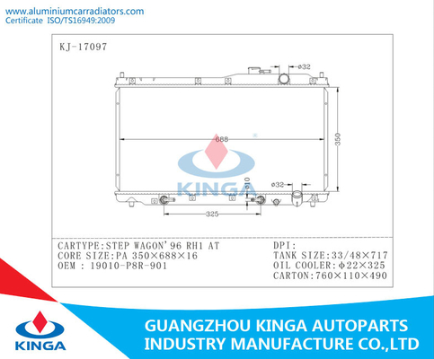 OEM 19010 - P8R - 901 Honda Aluminum Radiator Honda STEP WAGON 96 RH1 AT supplier