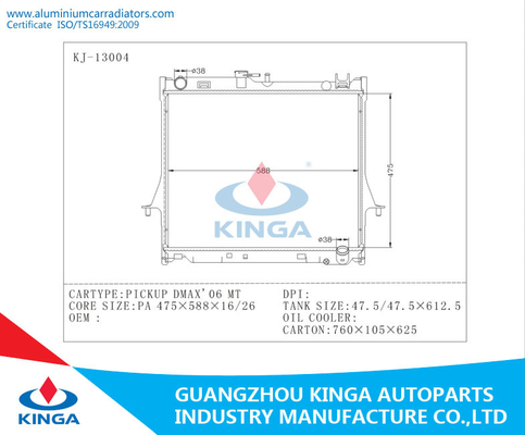 2006 Vertical Radiators For Isuzu Pickup Dmax Fin Tube Type Replace Use supplier