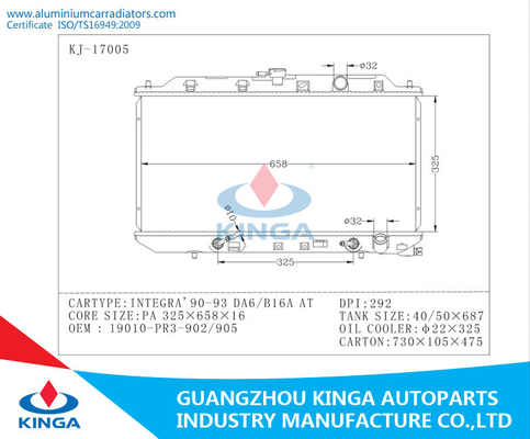 Plastic Water Tank Double Radiators Integra 90 - 93 DA6 / B16A supplier