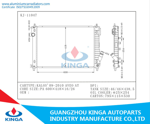 Aluminum Japanese Automotive Radiators For Daewoo Kalos 09 - 2010 Aveo AT supplier