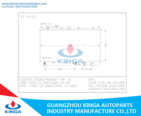 FP86-15-200A AT Aluminium Car Radiators MAZDA PREMACY 99-FP85-15-200A supplier