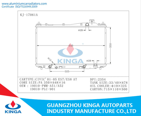 Water Cool Steel Radiators Aluminum Radiator Civic 01 - 05 ES7/ES8 supplier