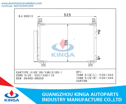 Aluminium YARIS 05 / NCP92 Toyota VIOS Radiator Condenser A/C OEM 88460 - 0D050 supplier