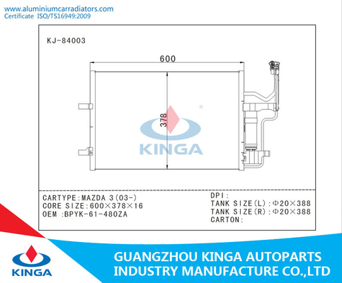 Customized  MAZDA 3 2003 Auto AC Condenser parallel flow OEM BPYK-61-480ZA supplier