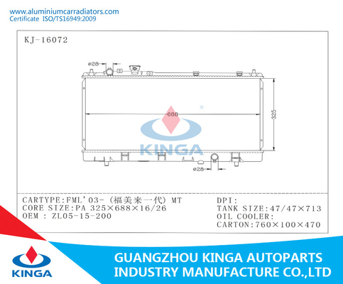 ZL05 - 15 - 200 Auto Car Cooling Mazda Radiator For Mazda FML 2003 MT supplier