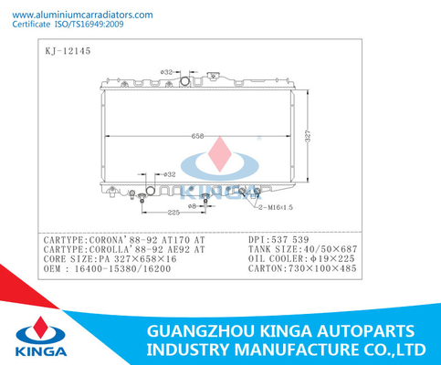 Corona AT170 Toyota Radiator Corolla AE92 Year 88 - 92 Oem 16400 15380 supplier