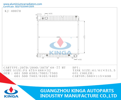 High Efficiency Aluminium Car Radiators Benz 207D / 209D / 307D Vehicle Year 1968 - 1977 supplier