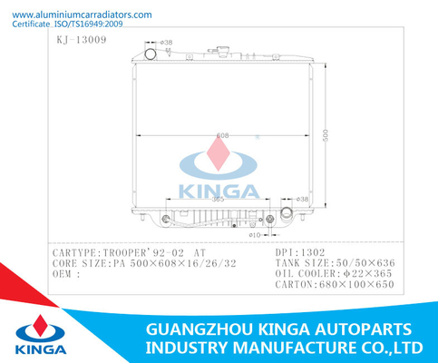 8943752755 / 8943752756 Isuzu Car Cooling Radiator For Trooper 1992 - 2002 AT supplier