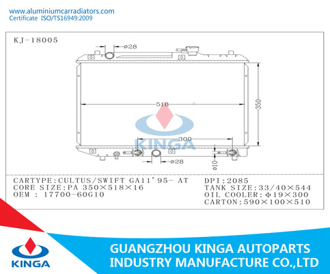 Aluminum Brazed Suzuki Radiator Custom Car Radiators For Suzuki Cultus / Swift GA11 OEM 17700 - 60G10 Year 95 supplier