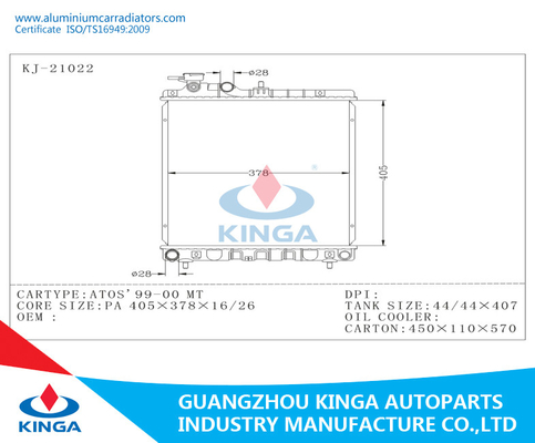 Tube Fin Type Automotive Radiator Aluminum Car Radiator For Hyundai ATOS 99 - 00 supplier