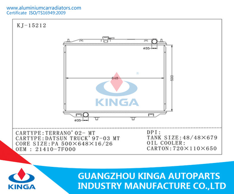 Nissan Repair Aluminum Radiator TERRANO ' 02 - / DATSUN TRUCK ' 97-03 21410-7F000 MT supplier