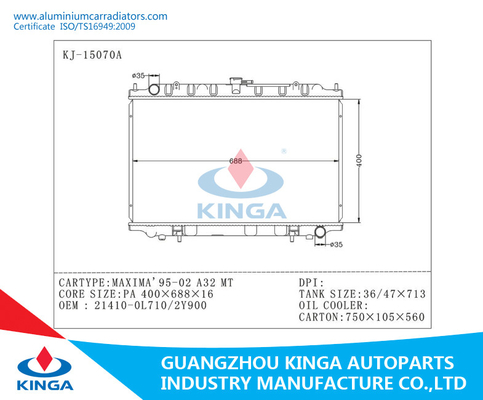 Nissan Radiator Aluminum Brazing Maxima 95 - 02 A32 Oem 21410 - 0L710 / 2Y900 supplier