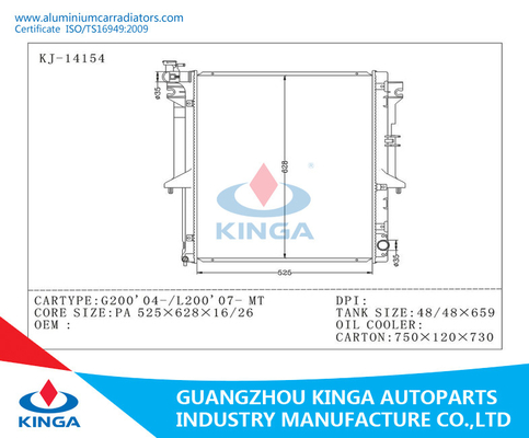 Car Cooling System Aluminum Mitsubishi Radiator G200 ' 04 /  L200 ' 07 MT supplier