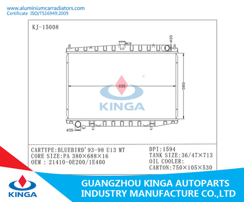 High Performance Car Radiators Vehicle Radiators For Nissan Bluebird 93-98 U13 MT supplier