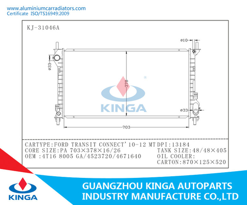 2010-2012 Transit Connect Ford Car Radiator Repair OEM 4T16 8005 GA / 4523720/4671640 supplier