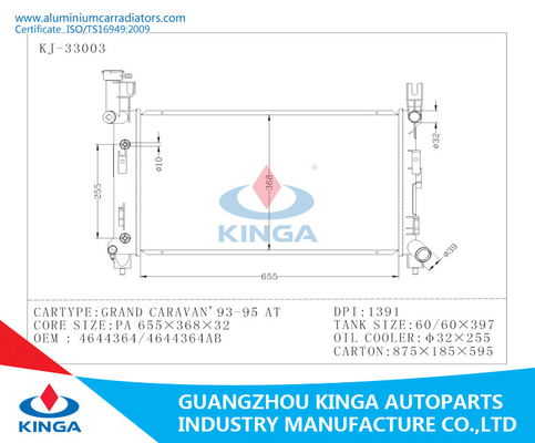 Custom Chrysler High Performance Radiator Grand Caravan ' 93-95 AT OEM 4644364 / 4644364AB supplier