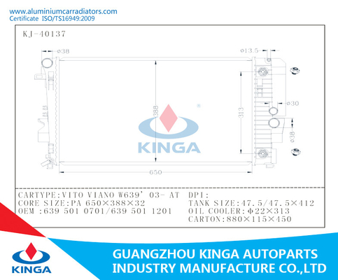 Engine Replacement Radiators Benz Vito Viano W639 ' 03- 639 501 0701 / 639 501 1201 AT Radiator Aluminum supplier