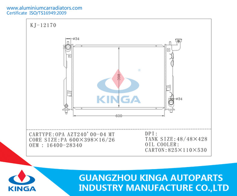 OPA AZT240 ' 00-04 16400-28340 MT Toyota Radiator Classic Car Radiators supplier