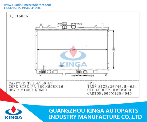 Tiida ' 06 AT Core Aluminum Performance Cooling Radiators Open Type supplier