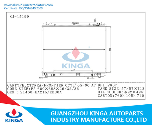 Custom Nissan Radiator OEM 21460 - EA215 / EB80A Xtcrra / Frontler 6cyl ' 05-06 supplier