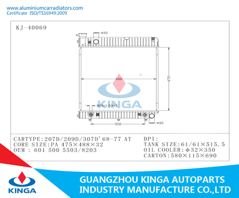 Mercedes Benz 207D / 209D / 307D Automobile Radiator Year 68 - 77 supplier