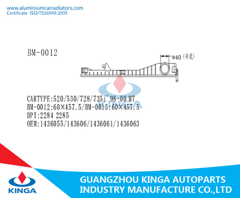 Plastic BMW Car Radiator Tank 520 / 530 / 728 / 735I 98 - 00 MT 60*457.5mm supplier