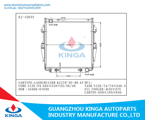 Efficient Cooling Toyota Radiator Custom Aluminum Radiators Landcruiser KZJ7895-96 AT supplier