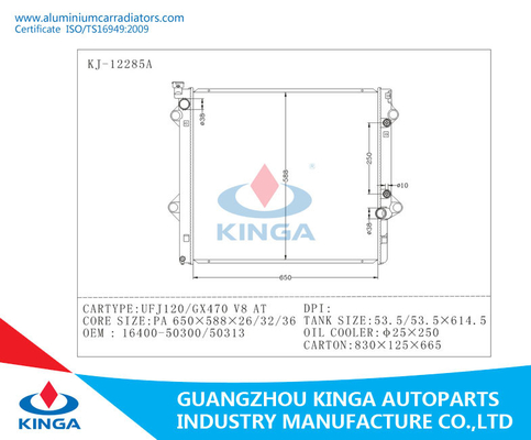 Brazed Performance Aluminum Radiator UFJ120 / GX470 V8 Plastic Tank supplier