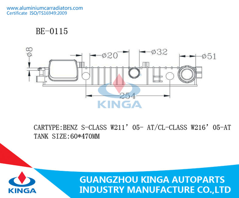 Benz S Class W211 05 AT / Cl Class Automotive Radiator Tank W216 05 AT supplier