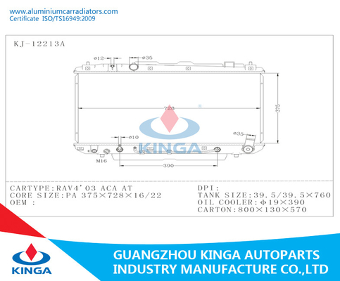 RAV4 03 ACA AT Toyota Radiator Aluminum Replacement Radiator For Car supplier